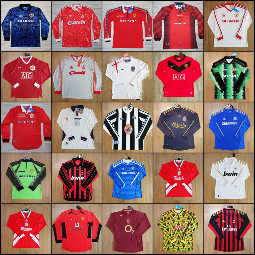 [ตะกร้า1] พร้อมส่งจากไทย🇹🇭 รวมเสื้อบอลวินเทจ "แขนยาว" เกรดแฟนบอล(AAA) Retro Long Sleeve Jersey ✅เกรด