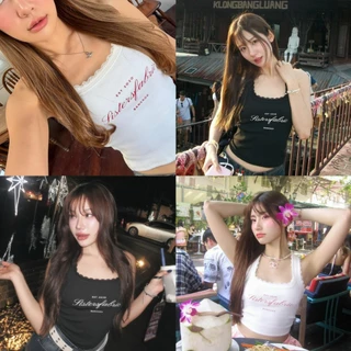 Sistersfabric - Claudia Tank เสื้อกล้ามสกรีน Sistersfabric แต่งระบายลูกไม้ ผ้านุ่ม Women Clothing