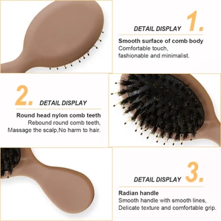 หวีขนหมูป่าแท้ Boar Bristle Hairbrush หวีเบาะลม ขนหมูอัดแน่น ลดผมร่วง ช่วยให้ผมเงางาม แก้ผมพันกัน นวดหนังศีรษะ
