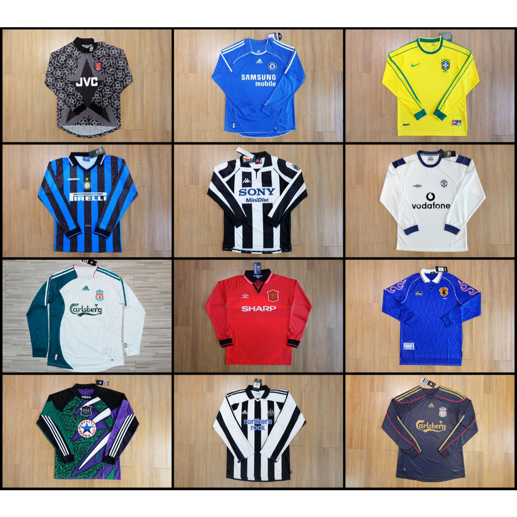 [ตะกร้า3] พร้อมส่งจากไทย🇹🇭 รวมเสื้อบอลวินเทจ "แขนยาว" เกรดแฟนบอล(AAA) Retro Long Sleeve Jersey ✅เกรด