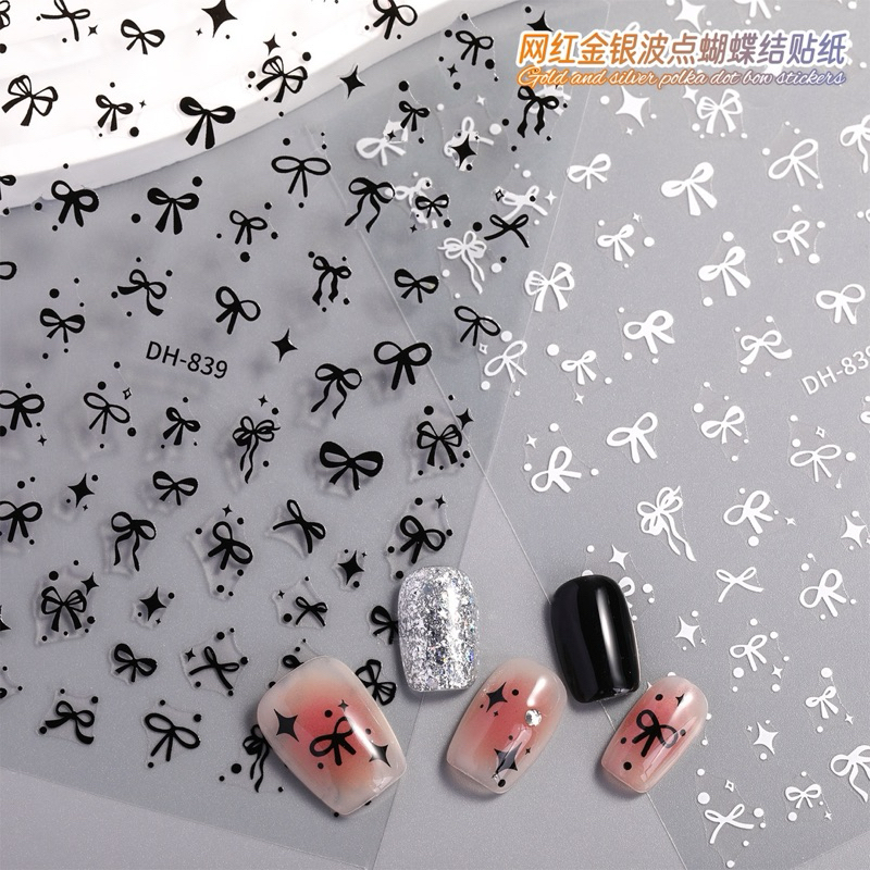 สติ๊กเกอร์โบว์ติดเล็บ แกะแปะมีกาวในตัว #839