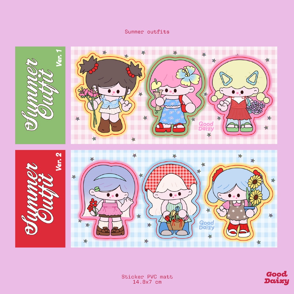 🌸💐🌷Summer girl sticker pvc matt สติกเกอร์ | Good Daizy