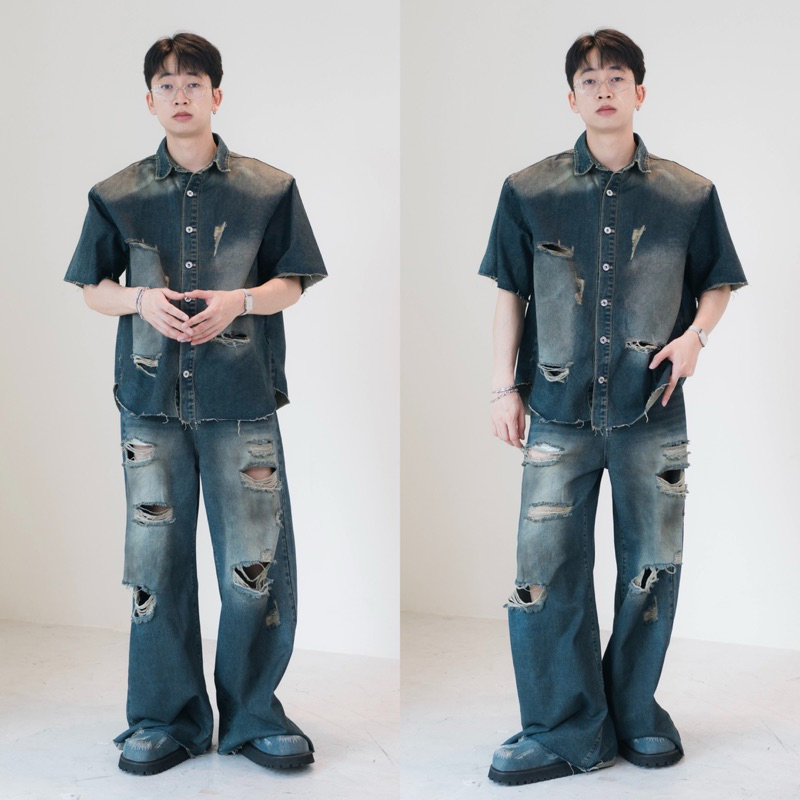 SAPPA SET ชุดเซตเสื้อ+กางเกงทรงโอเวอร์ไซส์ กดแยกเสื้อและกางเกง