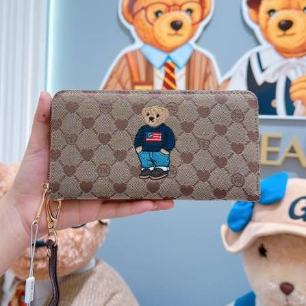 ใหม่ล่าสุด กระเป๋าสตางค์ใบยาวแบบซิปรอบ ขนาด7.8นิ้ว ลายหมีGUOOBEARมีสายคล้องมือ ของแท้ GO-2048 - รูปที่ 3