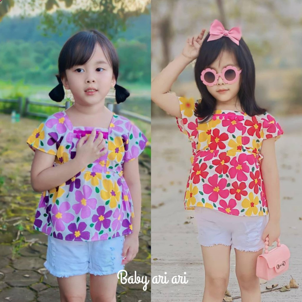 เสื้อเด็กผู้หญิง งานผ้าฝ้ายทรงเด็กดอยทรงกะเหรี่ยง ราคาถูกๆ