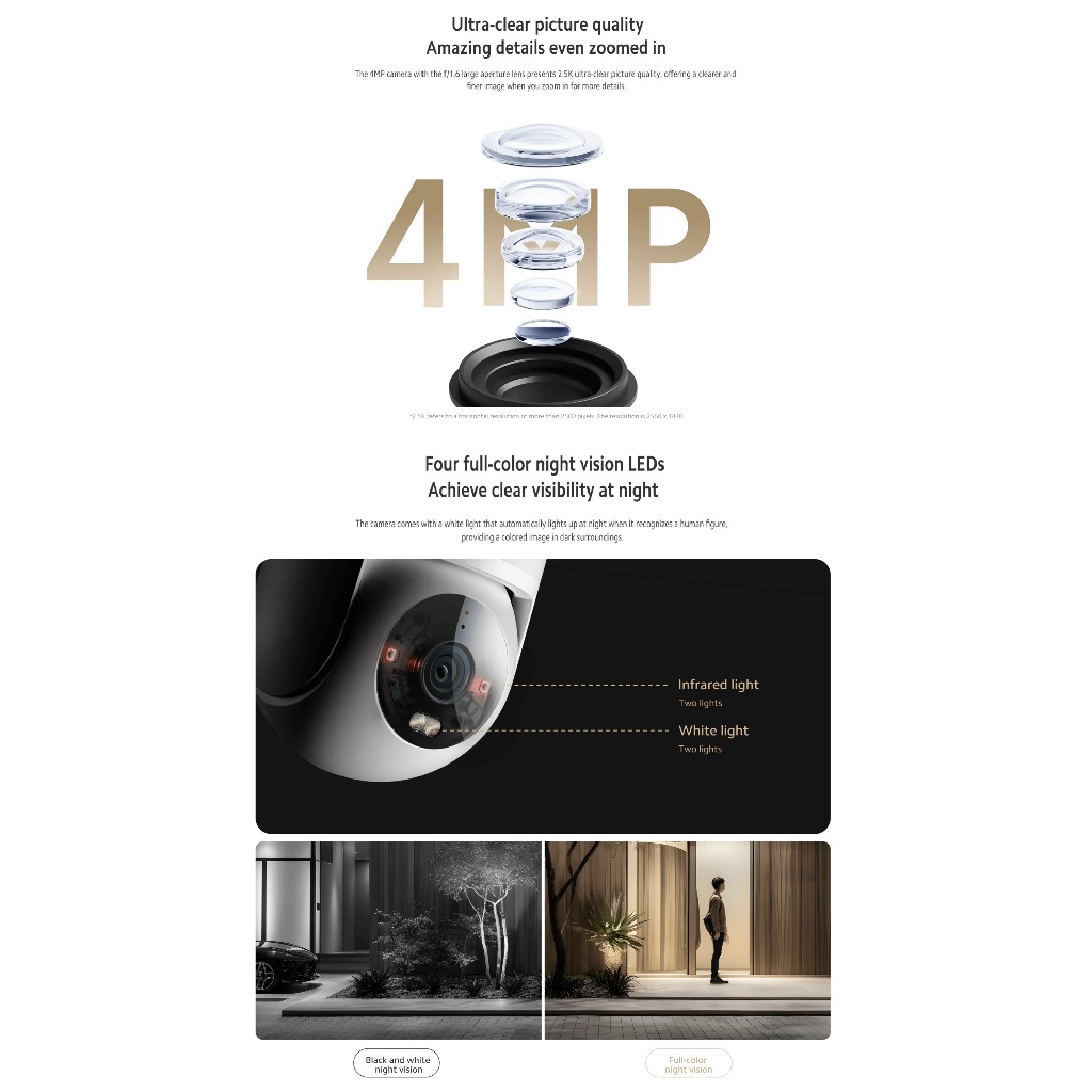 XIAOMI Outdoor Camera CW300 ระบบ ai สั่งด้วยเสียง กล้องวงจรปิด wifi กลางคืนภาพสีพูดโต้ตอบได้ ไม่มีเน็ตก็ใช้ได้ กล้องวงจร