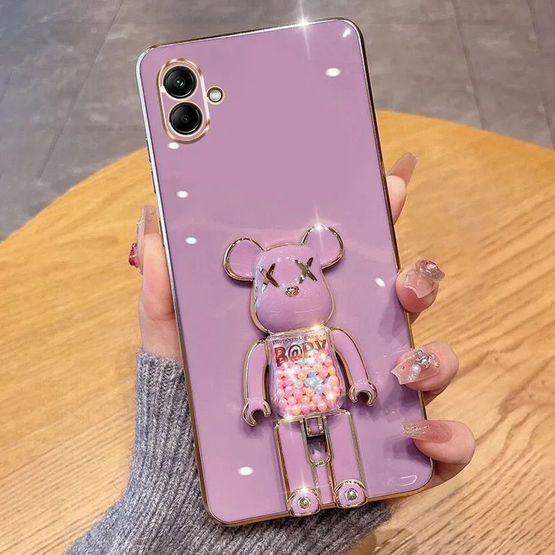 เคส สำหรับ Samsung  A07 A06 A05 A04 A03 น้องหมี ขาตั้งได้ หมุนได้ ฝาหลัง แบบนิ่ม น่ารัก E7