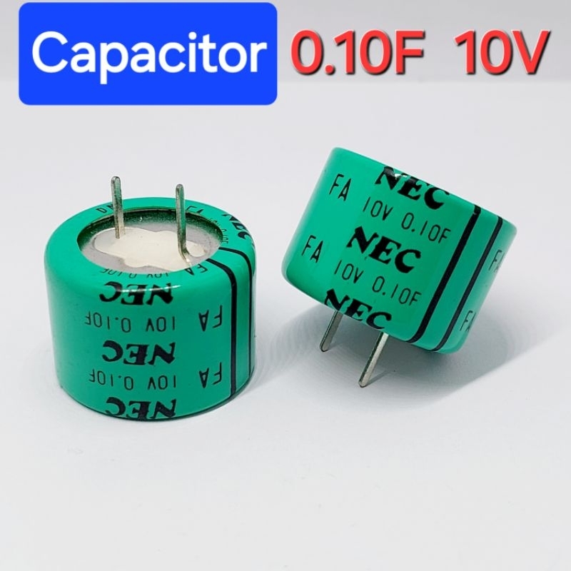 ( 1 ตัว ) 0.10F 10V Super Capacitor , คาปาซิเตอร์ ขนาด 20x29mm. ระยะขา 11mm.