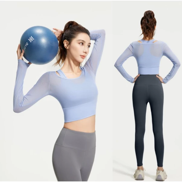 ArayaLady เสื้อครอปโยคะแขนยาว ผ้าซีทรู สปอร์ตบราในตัว thumbnail 8