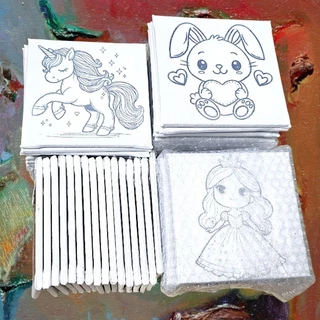 เฟรมผ้าใบแคนวาสระบายสี(รหัสB) ผ้าติดกรอบไม้หนาขนาด15cm.×15cm(ได้เฉพาะเฟรมพิมพ์ลาย)
