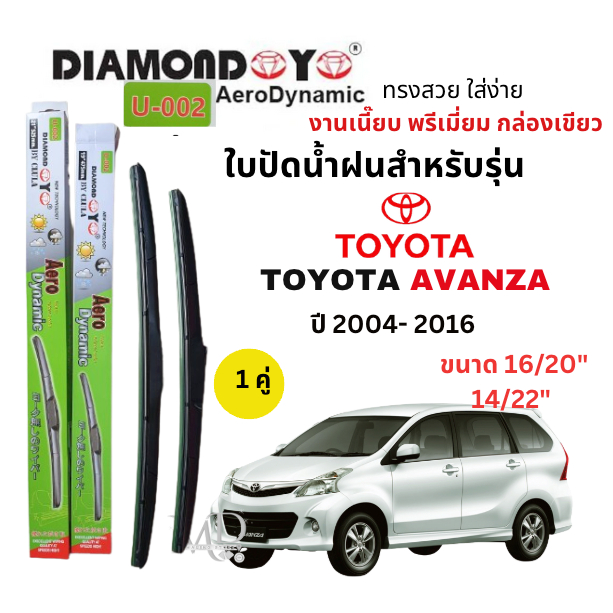 ใบปัดน้ำฝน ก้านใบปัดน้ำฝนรุ่น โตโยต้า อเเวนซ่า (Toyota AVANZA)ปี 2004 - 2016ยี่ห้อ Daimond Eyes กล่องเขียวงานพรีเมี่ยม

<p>“><center></p>
<h4></h4>
<p><p><font color=