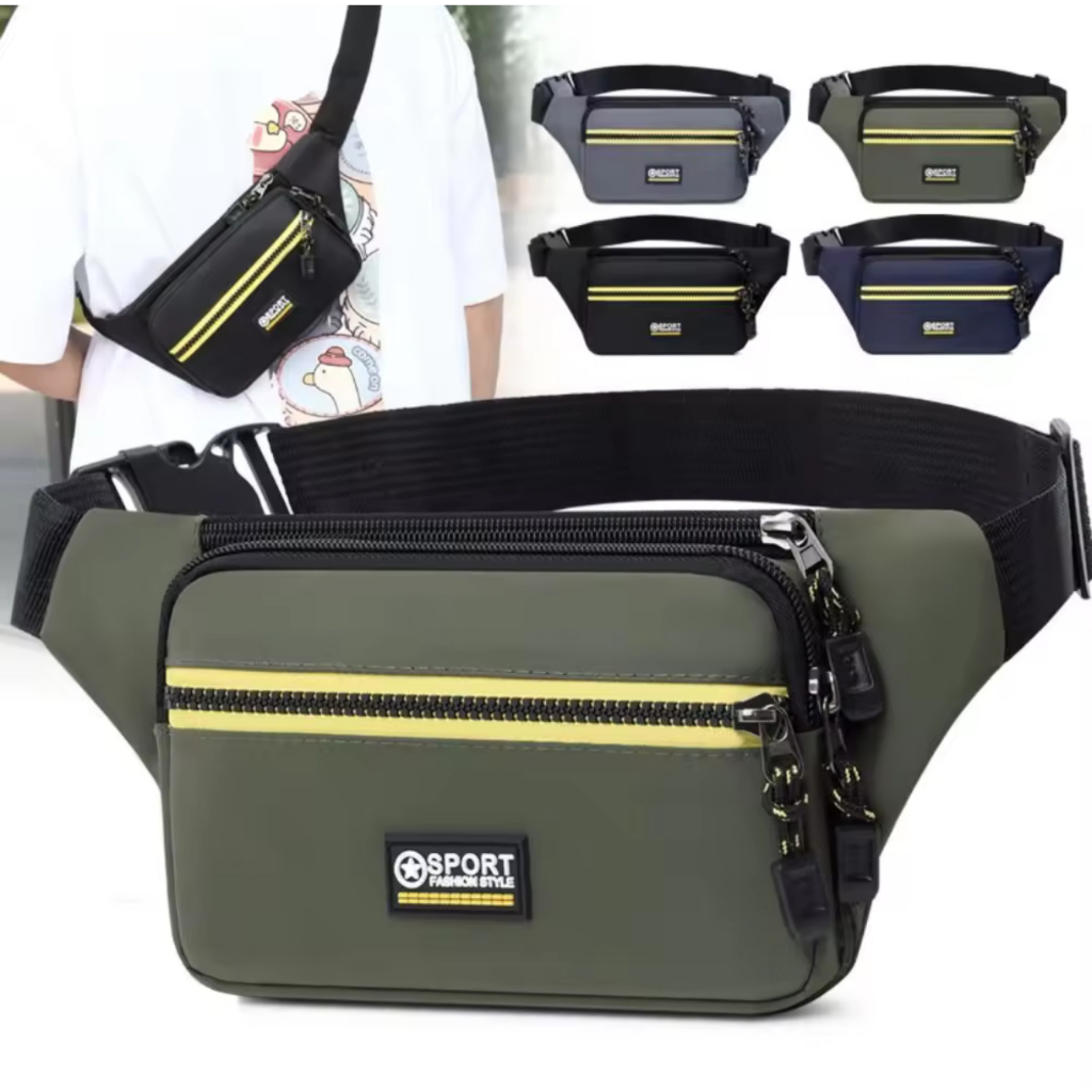 SPORTกระเป๋าคาดเอว คาดอก ผ้าไนลอน กันน้ำ จุของได้เยอะ พร้อมส่ง B732#