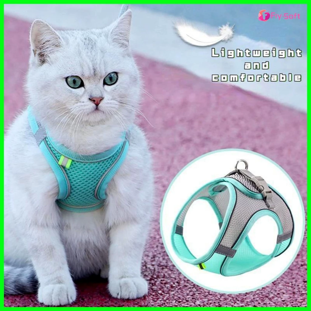 Fly-soft สายรัดอกแมวและสุนัข ฟรีสายจูง เสื้อรัดอกแมว ระบายความร้อน dog and cat shirt harness