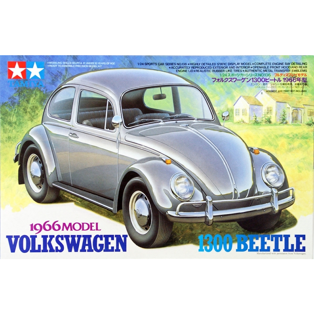 🏆 TAMIYA 24136 ชุดประกอบจำลองมาตราส่วน 1:24 VOLKSWAGEN 1300 BEETLE 1966 โมเดลประกอบ ต้องไปสร้างและทำสีเอง VW