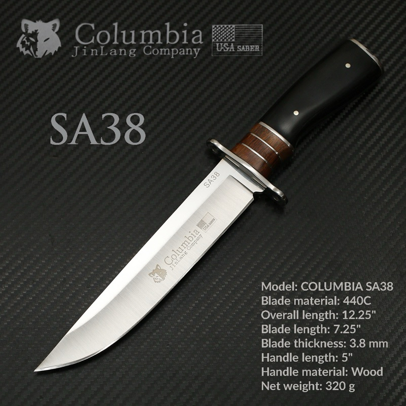 🦊 Columbia Fixed Blade Hunting Knife USA 🇺🇸 SABER no.SA38