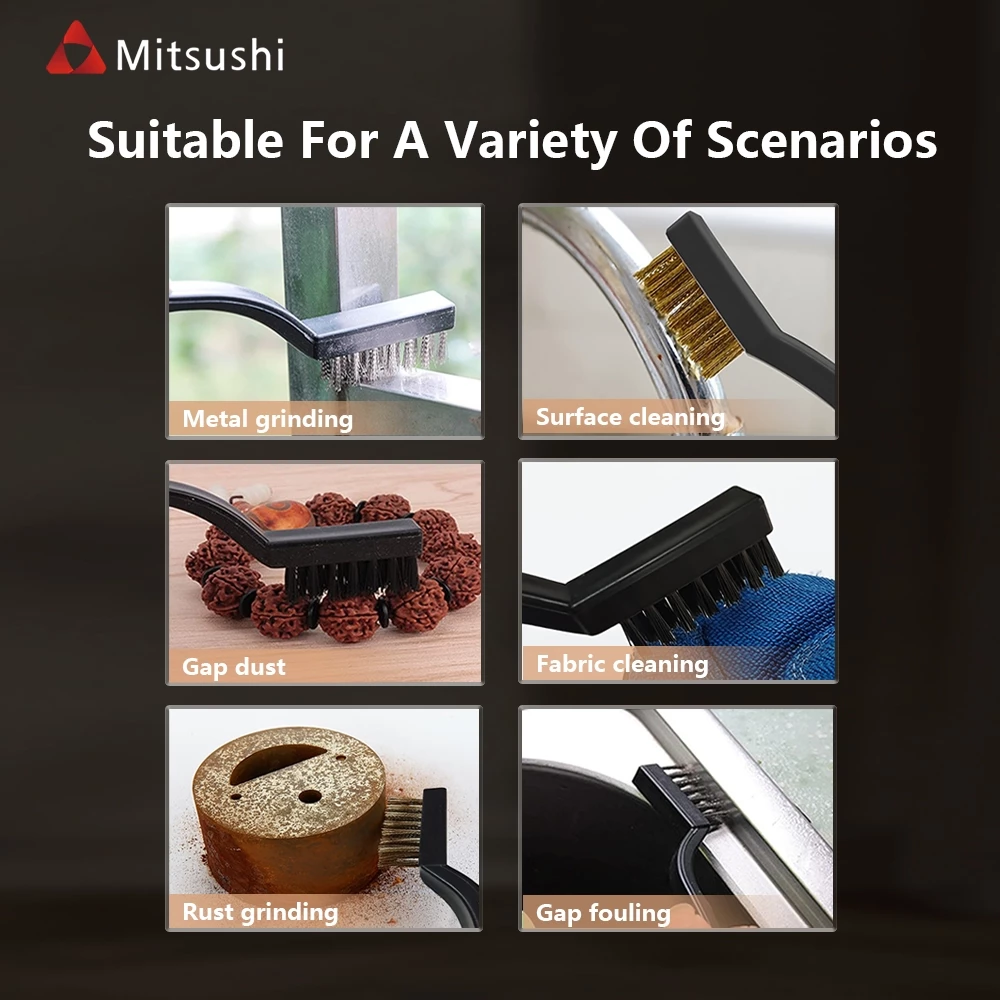 Mitsushi แปรงขัดสนิม 3 ชิ้น 7 นิ้ว ไนลอน+ทองเหลือง+สแตนเลส thumbnail 8