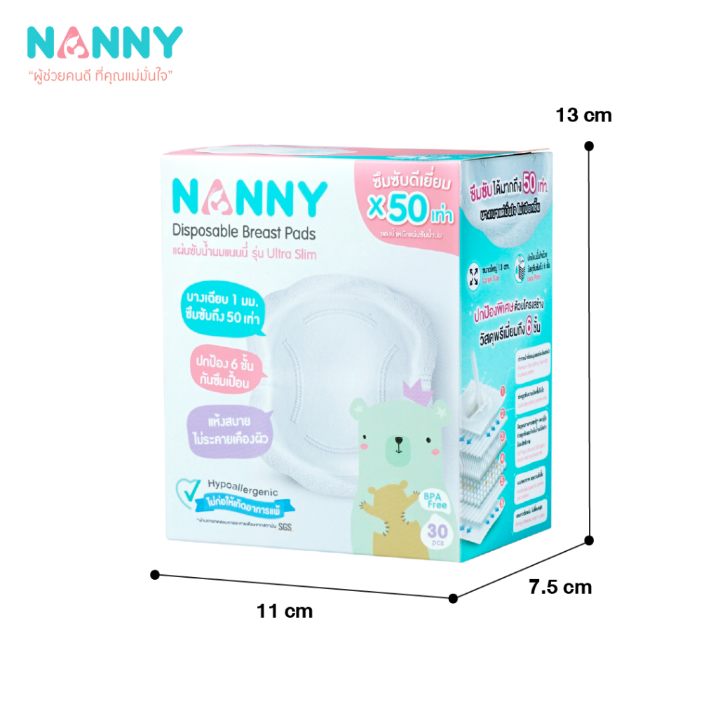 Nanny แผ่นซับน้ำนม ชนิดใช้ครั้งเดียว มีแถบกาว 2 จุด รูปที่ 2