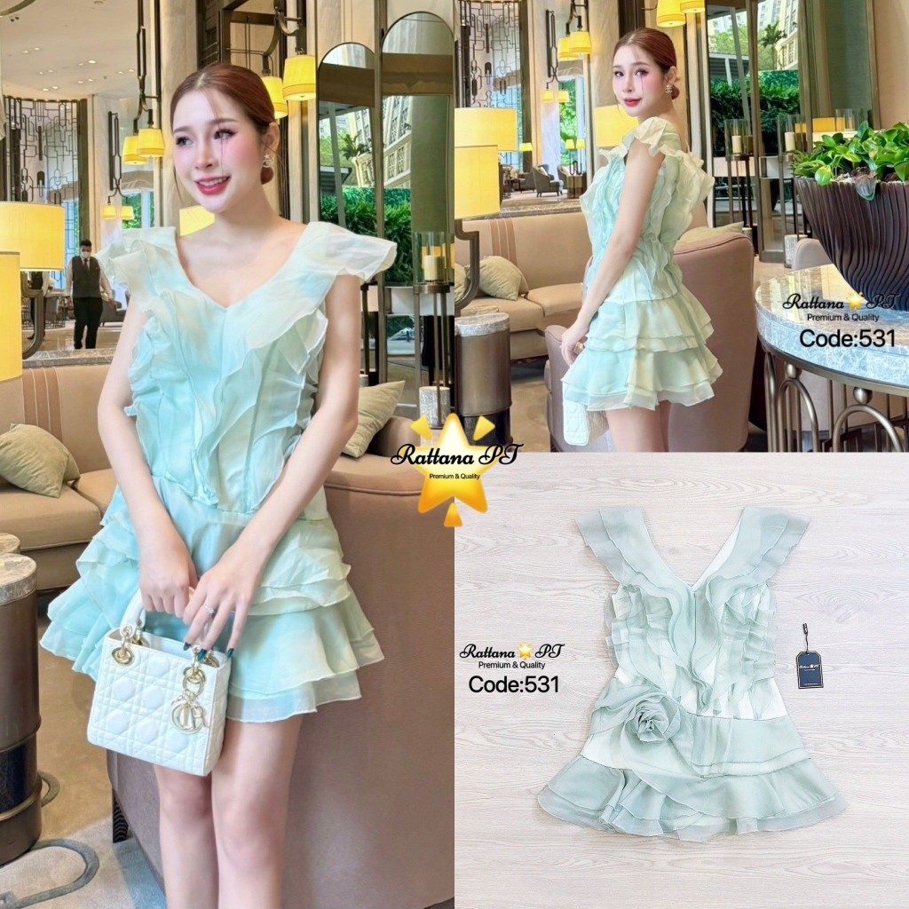 TAG:Rattana RTN456 คอลใหม่มาแล้วคร้า เดรส ทรงสวยมาก แต่งระบายเป็นชั้นๆทั้งชุด