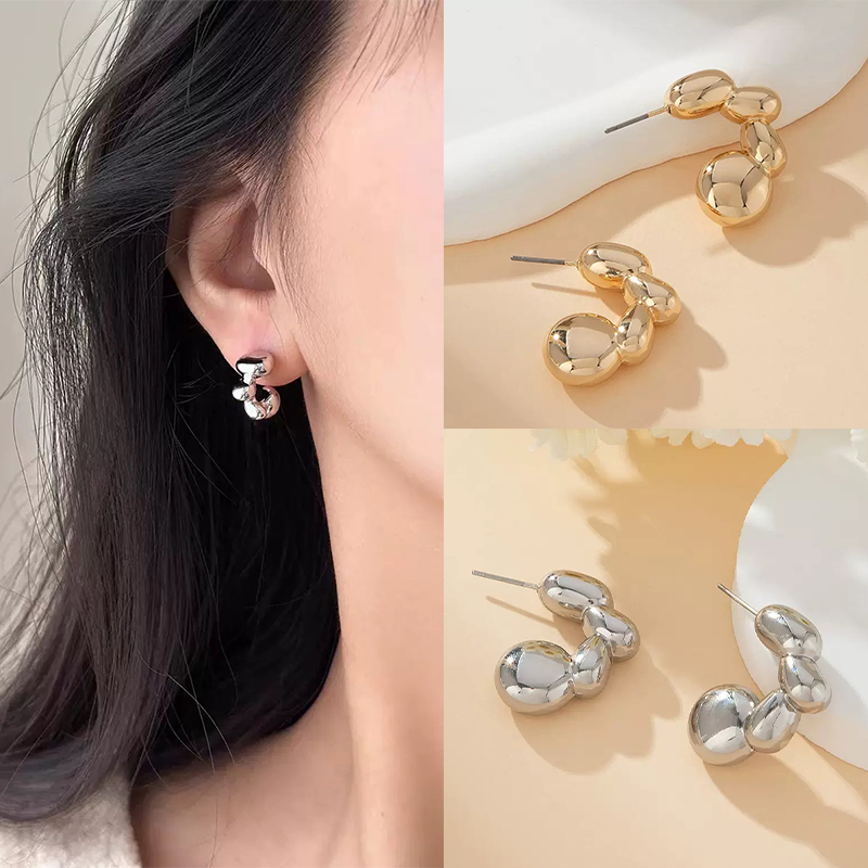 ต่างหูทอง ต่างหูห่วง earring หรูหรา jewelry accessories 92.5%เข็มเงิน