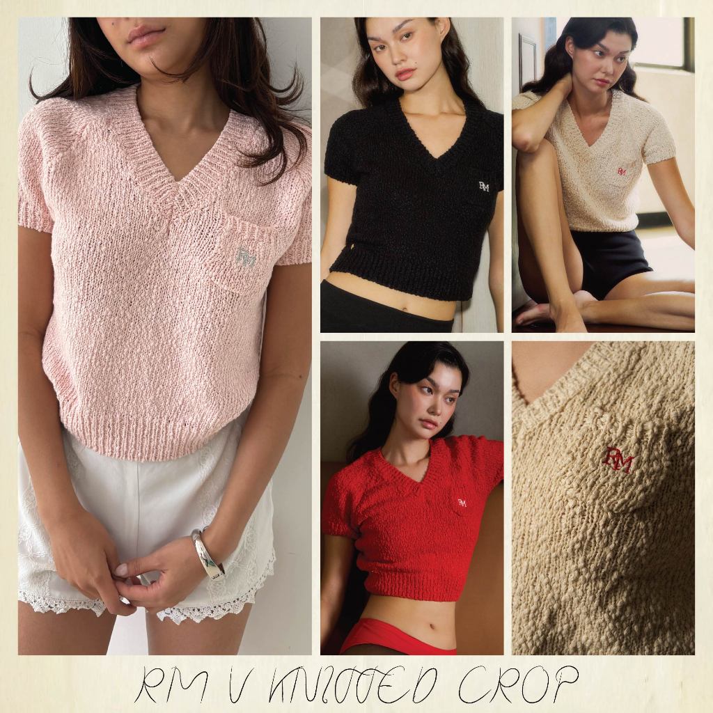 Rally RM V Knitted Crop - เสื้อ Crop แขนสั้นคอวี