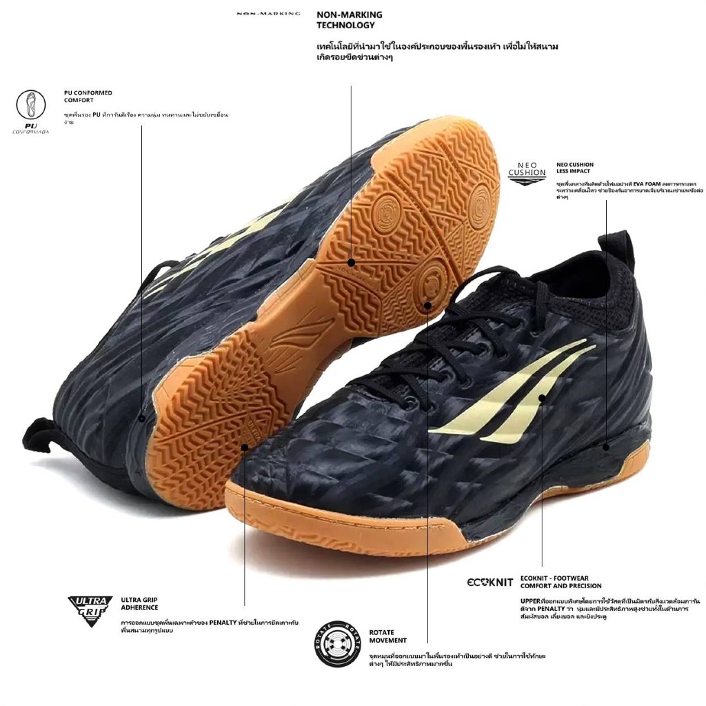 (สินค้าพร้อมส่งในไทย) สินค้าลิขสิทธิ์แท้จากบราซิล รองเท้าฟุตซอล PENALTY รุ่น PENALTY BRASIL 70 LOCKE