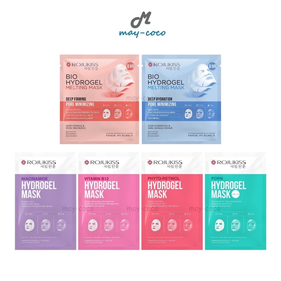ถูก/แท้/มีไลฟ์ มาสก์ Rojukiss Hydrogel Mask มาสก์หน้า มาสก์ไฮโดรเจล มาสก์ข้ามคืน ผิวกระชับ อิ่มน้ำ ลดริ้วรอย ชุ่มชื้น