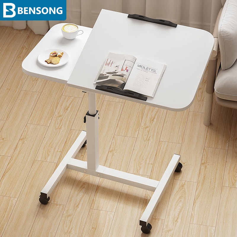 โต๊ะข้างเตียง โต๊ะคอมข้างเตียง มันขยับได้มีล้อ ยกขึ้นลงได้ 60*40cm bedside table โต๊ะสามารถพลิกกลับไ