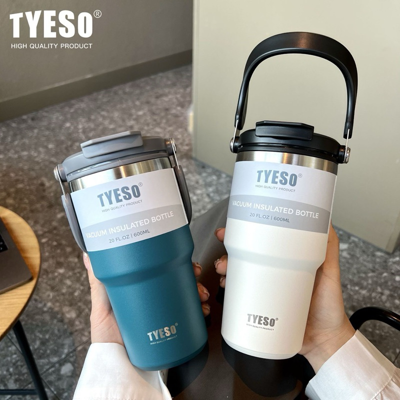 TYESOแท้100%แก้วเก็บความเย็นเก็บอุณหภูมิมีหลอดดูดและยกดื่ม พร้อมหูหิ้ว มี5ขนาด8สีสแตนเลส304