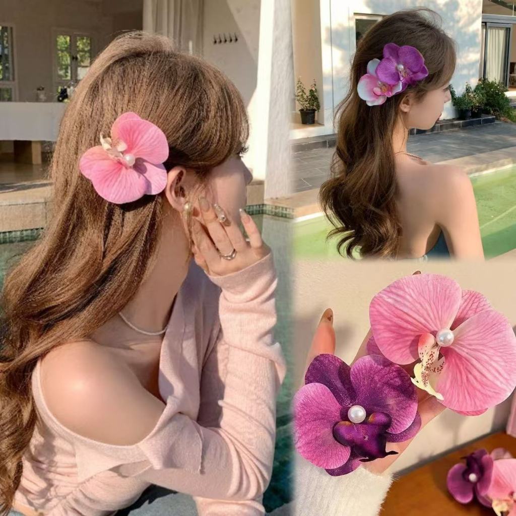 🌸Swift Bra🌸กิ๊บหนีบผม รูปผีเสื้อดอกไม้ ประดับไข่มุก คลิปด้านข้าง หวาน สไตล์เกาหลี สําหรับผู้หญิง