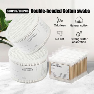 สําลี 2หัว สําลีก้านฝ้าย 100pcs/500pcs ผ้าฝ้าย100% Cotton Bu…