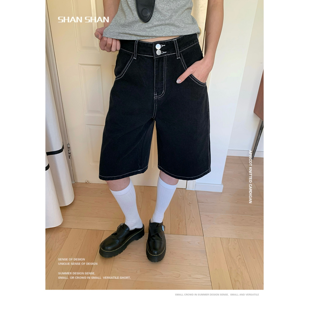 กางเกงยีนส์สีดำขนาดใหญ่ที่สามารถใส่ได้ตั้งแต่ S-3XL สวมใส่ได้ทุกสไตล์(วัสดุไม่มีความยืดหยุ่น)