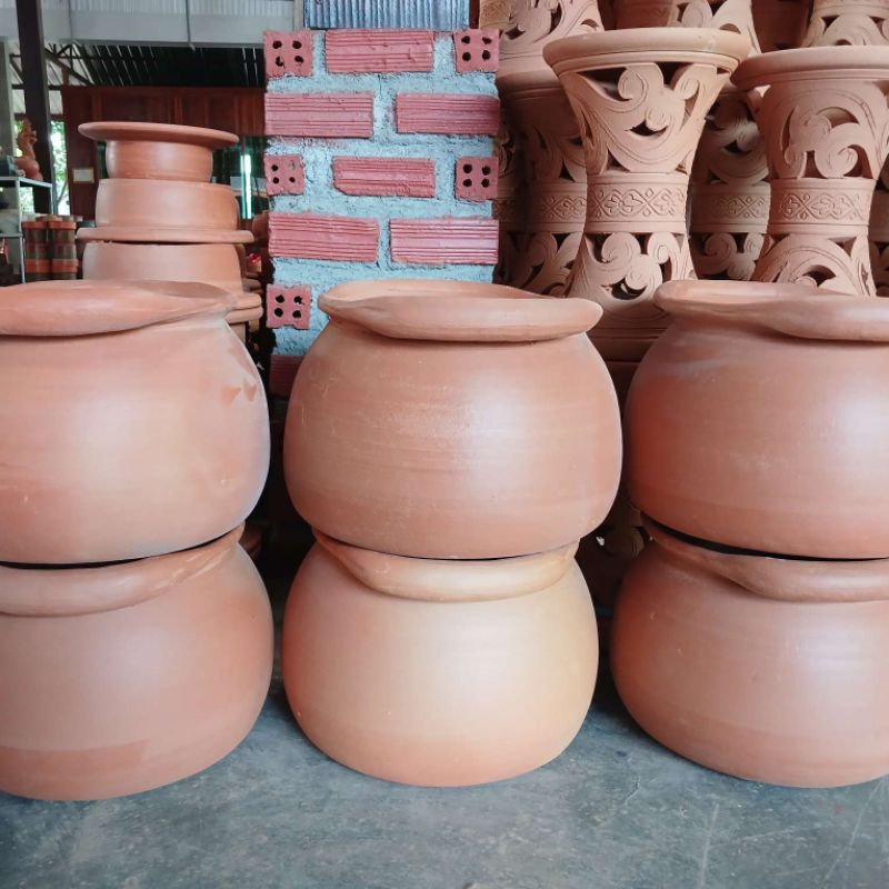 หม้อดินเผามีหูพร้อมฝาปิด  หม้อต้มยา ทำขนม ใส่น้ำยาขนมจีน - รูปที่ 6