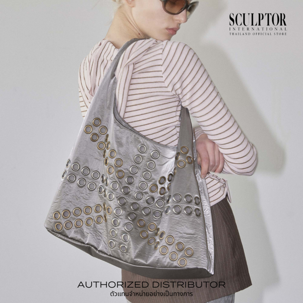 SCULPTOR® กระเป๋า Stud Metallic Hobo Bag