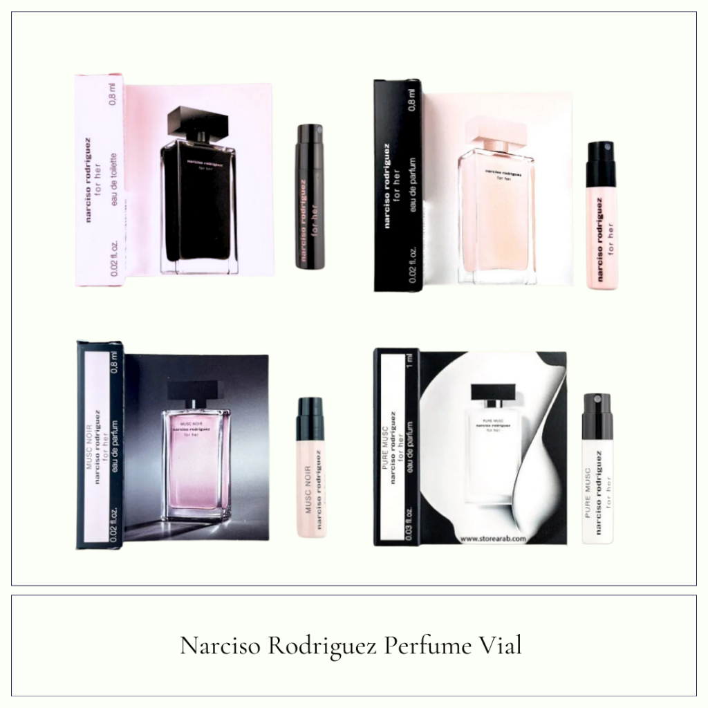 For Her Perfume Vial 0.8ml Pure Musc, Musc Noir, Musc Noir Rose, All of Me 0.6ml