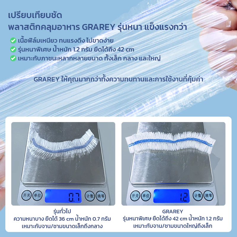 GRAREY ฟิล์มห่ออาหาร คุณภาพสูง ครอบอาหาร เก็บถนอมความสดของอาหาร ยืดหยุ่นระบายอากาศ แบบกล่องใช้สะดวก thumbnail 6