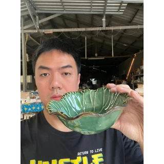 ชามใบบัวเซรามิก ชามก๋วยเตี๋ยว ชามร้านอาหารคาเฟ่ ขนาด 7.5 นิ้ว สีเขียว เนื้อสโตนแวร์ stoneware ออกใบกำกับได้ รหัส 41025