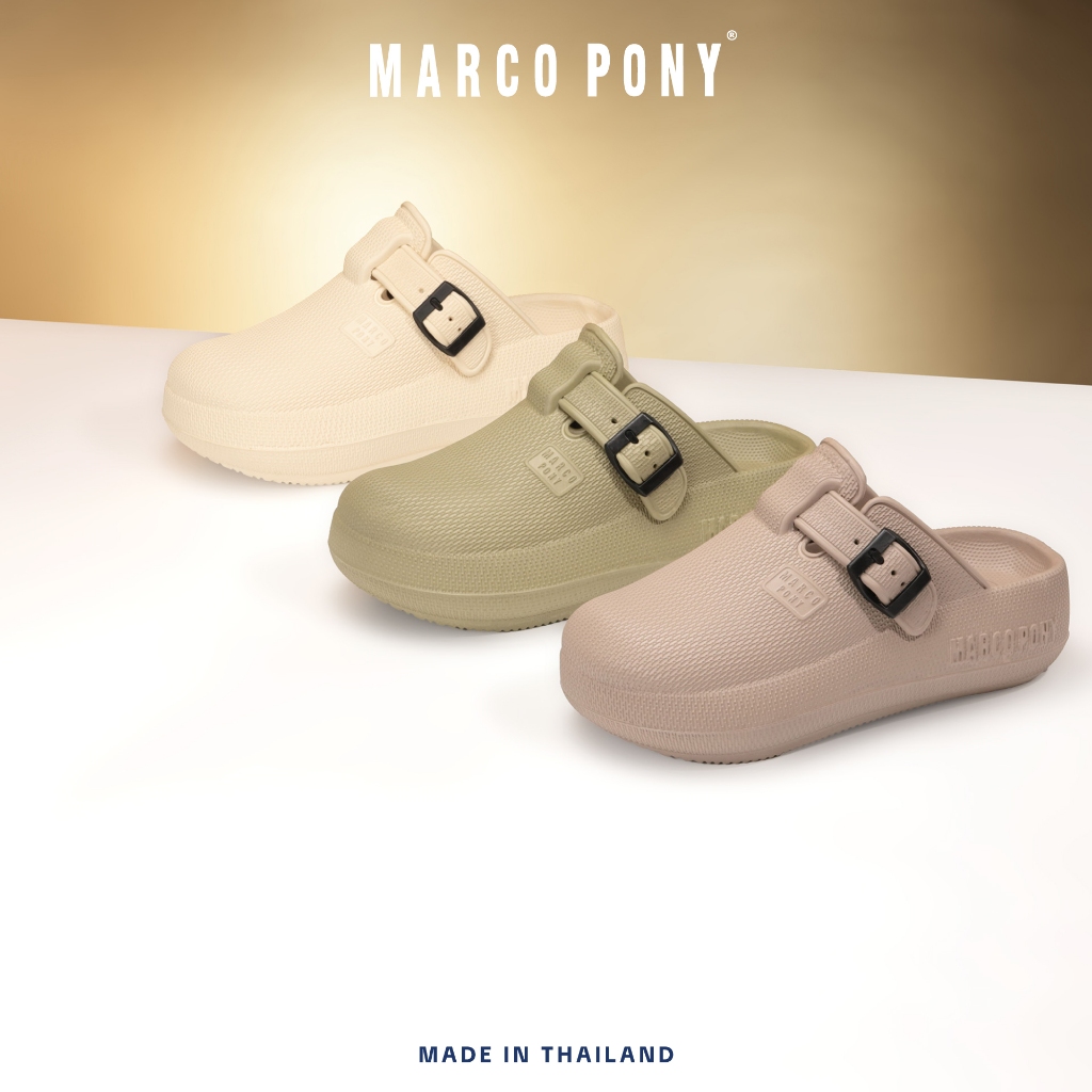 Marco Pony รองเท้าเปิดส้น รองเท้าแบบสวม สไตล์มินิมอล EVA กันน้ำ พื้นนิ่ม เสริมความสูง Size 36-41 รุ่น MH9029