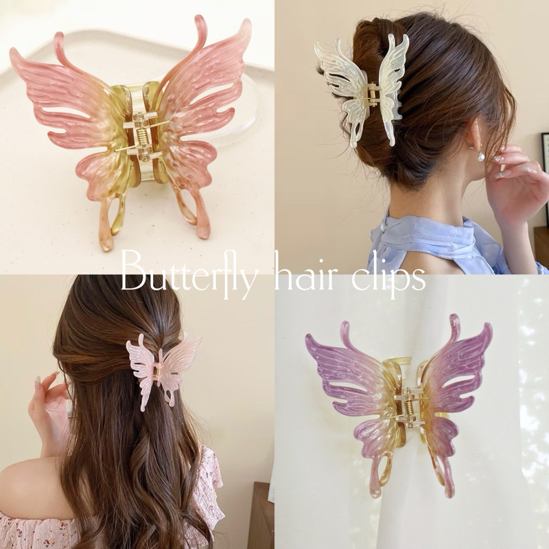 WFH • กิ๊บหนีบผมลายผีเสื้อ เนื้อใส เนื้อแมตใส มี 6 สี