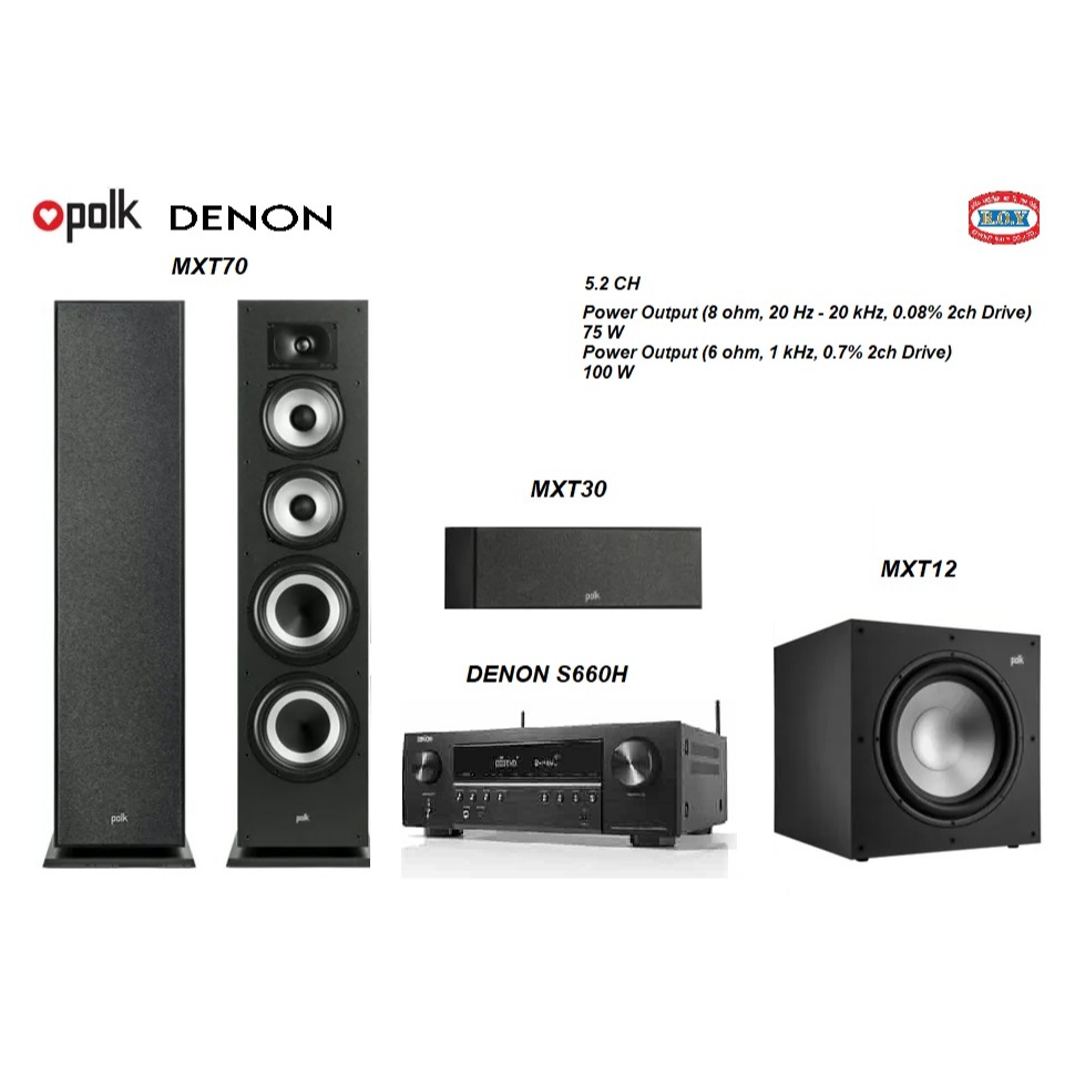 ONKYO DENONS660H + POLK AUDIO MXT70 + MXT30  + MXT12