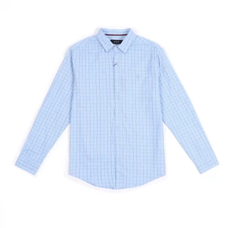 OASIS เสื้อเชิ้ตผู้ชาย รุ่น MWLB-4675 เสื้อเชิ้ตแขนยาว ผ้าฝ้าย100% ลายสก็อต สีฟ้า