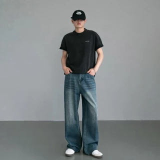 กางเกงยีนส์ขายาวชาย แต่งเฟด กางเกงยีนส์ชาย สไตล์วินเทจ ชาย Clothing Man ผู้ชาย ฟ้าเฟด ดำเฟด น้ำเงินเฟด