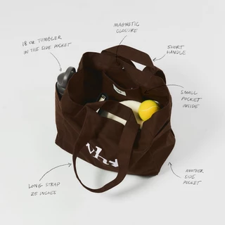 WHISPERWHITE - LOGO TOTE กระเป๋าผ้าแคนวาสสกรีนลาย มีช่องด้านข้าง จุของได้เยอะ
