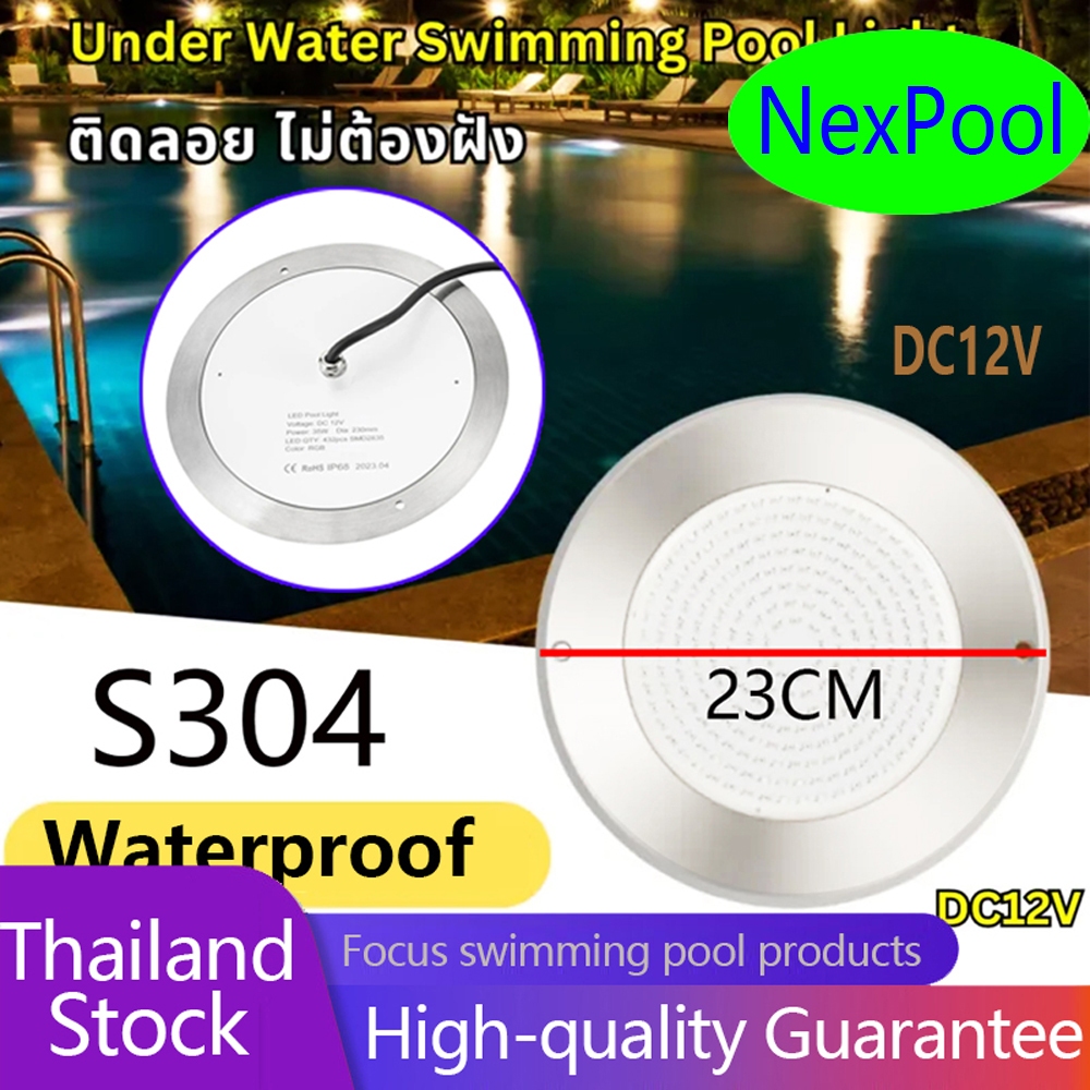 NexPool 304 Stainless Steel Ultra Thin Swimming Pool Light Waterproof Led Pool Light 18W Underwater 