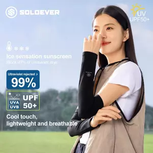 Soloever Arm Sleeves ปลอกแขนฤดูร้อน พร้อมปลอกนิ้ว กันแสง UV เย็น-เย็น สำหรับปั่นจักรยานและกีฬา  ออกกำลังกาย กลางแจ้ง
