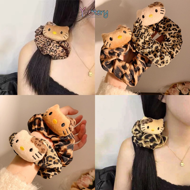 ร้านค้าไทย🔥ยางรัดผมhellokittyพิมพ์เสือดาวผมหางม้าหางม้าสูงความยืดหยุ่นสูงแฟชั่นสไตล์เกาหลีหวานน่ารักสําหรับนักเรียนหญิง