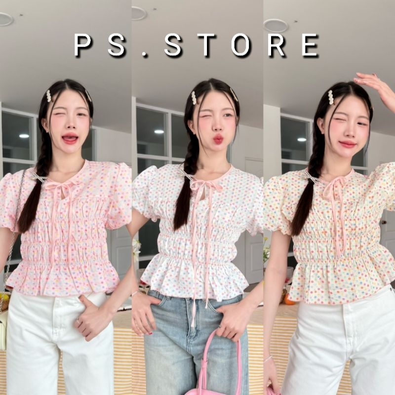Enfant : เสื้อแขนตุ๊กตา จั้มเอว3ชั้น แต่งระบายผูกโบว์อก รูปที่ 7