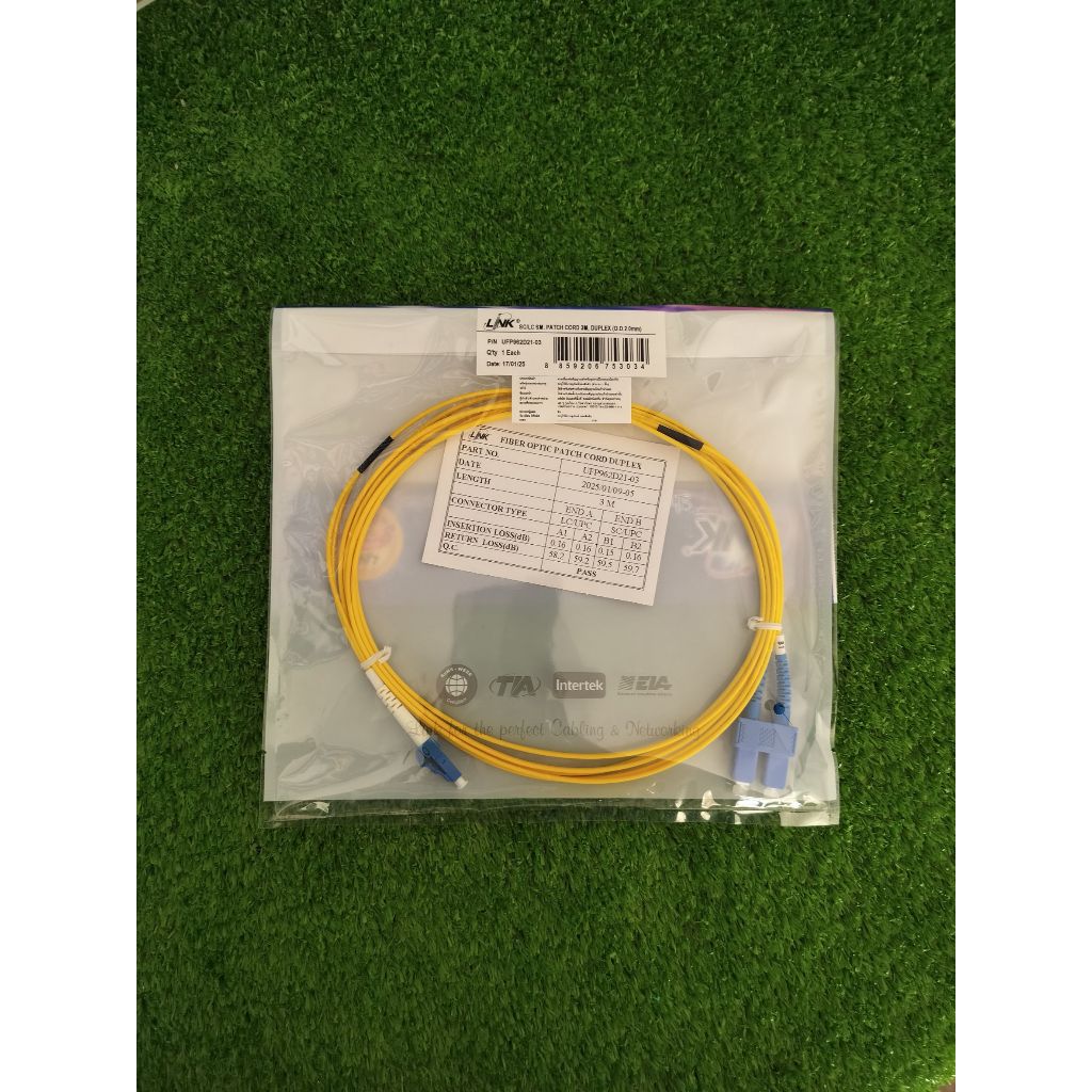 Link UFP962D21-03 SC /UPC - LC /UPC Patch cord OS2, Duplex Jacket 2mm. LENGTH 3 M. ออกใบกำกับภาษีได้