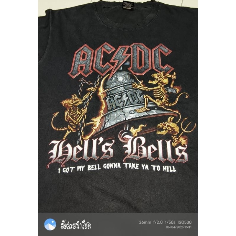 ❌ตำหนิ คอหยัก❌รอบอก48ยาว29/AC DC 🧵เสื้อยืดมือ2 แบรนด์ วินเทจ การ์ตูน วง ลายมันส์