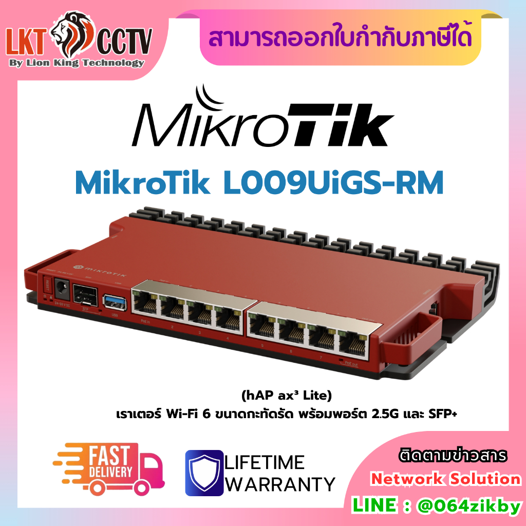 MikroTik L009UiGS-RM hAP ax³ Lite เราเตอร์ Wi-Fi 6 ขนาดกะทัดรัด พร้อมพอร์ต 2.5G และ SFP+
