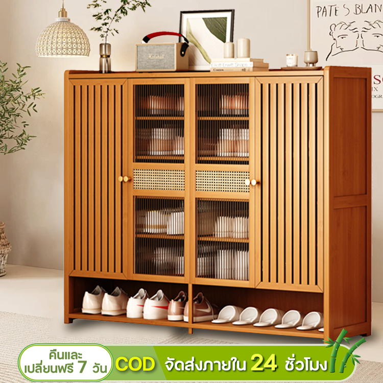 Qizhu ตู้รองเท้า ชั้นรองเท้า ตู้เก็บรองเท้าอะครีลิค ประหยัดพื้นที่ ระบายอากาศได้ ตู้รองเท้าไม้ ทนทาน